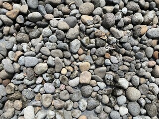 Background and texture of stone pebbles in the garden for decoration.