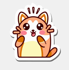 Cute cat poses cartoon on white background