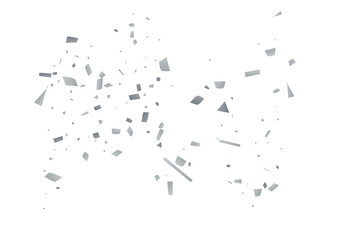 Silver glitter confetti on a white background. Decorative element.