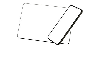 Gadgets including smartphone, digital tablet and laptop, blank screen with - mockup