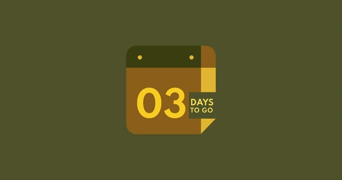 3 days to go calendar icon, 3 days countdown modern animation, Countdown left days