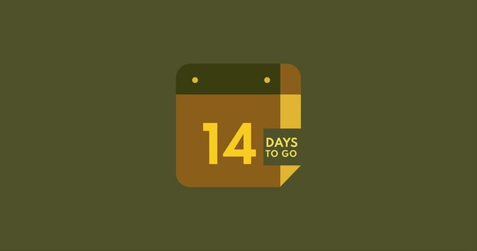 14 days to go calendar icon, 14 days countdown modern animation, Countdown left days