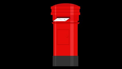 street mailbox animation with a letter envelope, on a transparent background with alpha channel at zero