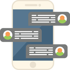 Smartphone forum icon flat vector. Online chat. Media group isolated