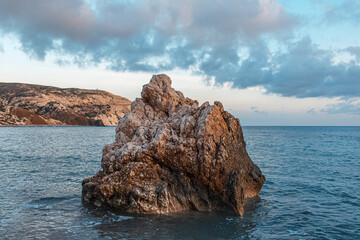Natural landscape of beautiful rock in Mediterranean sea shore.