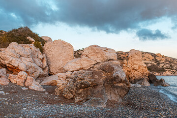 Natural landscape of Cyprus rock's near Aphrodite beach.