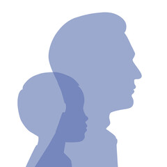 Father and son - male silhouettes. Vector illustration isolated on a white background