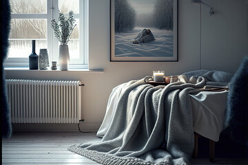 Cosy Winter Interior Design, Generative AI