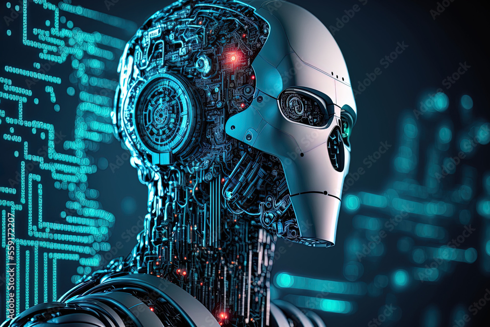 Aufkleber intelligent artificial intelligence robot in the future concept. generative ai