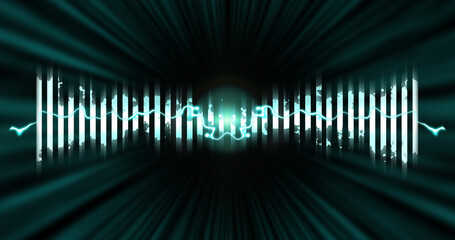 Visualizer equalizer meters modern audio on dark green background.