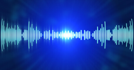 Fototapeta Visualizer equalizer meters modern audio on blue background. obraz