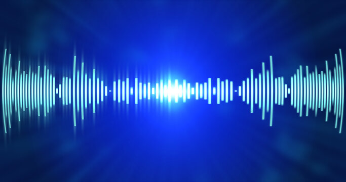 Visualizer equalizer meters modern audio on blue background.