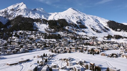 Davos winter aerial view