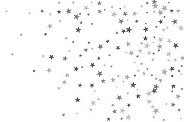 Star confetti. Silver casual confetti background. Bright design pattern.