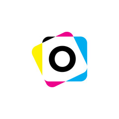 Letter O with CMYK Color Logo Design 002