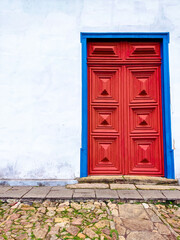 Church wooden red door