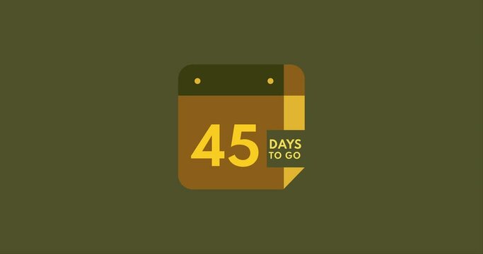45 days to go calendar icon, 45 days countdown modern animation, Countdown left days