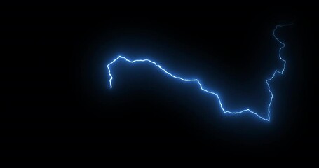 Lightning bolt. Thunderstorm lightning strikes a bright glow isolated on black background. Seamless loop animation - Powered by Adobe