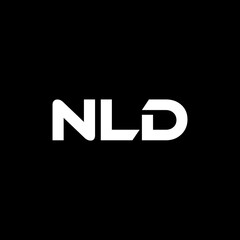 NLD letter logo design with black background in illustrator, vector logo modern alphabet font overlap style. calligraphy designs for logo, Poster, Invitation, etc.