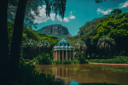 Rio de Janeiro Brazilian Rio Grande Brazil in February 2021 A beautiful day at Jardins do DMAE. Generative AI