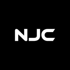 NJC letter logo design with black background in illustrator, vector logo modern alphabet font overlap style. calligraphy designs for logo, Poster, Invitation, etc.