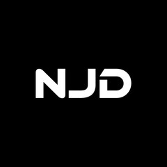 NJD letter logo design with black background in illustrator, vector logo modern alphabet font overlap style. calligraphy designs for logo, Poster, Invitation, etc.