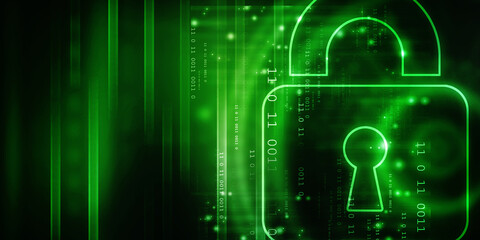 2d illustration Safety concept: Closed Padlock on digital background