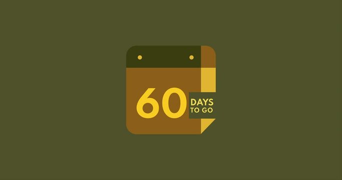 60 days to go calendar icon, 60 days countdown modern animation, Countdown left days