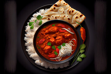 Very testy and delicous Chicken tikka masala spicy curry meat food