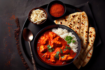 Very testy and delicous Chicken tikka masala spicy curry meat food