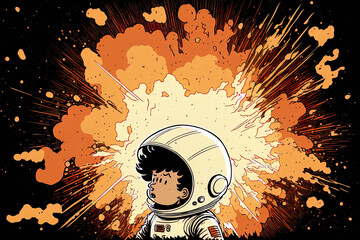 An extraterrestrial planet's astronaut observes a skyburst. Generative AI