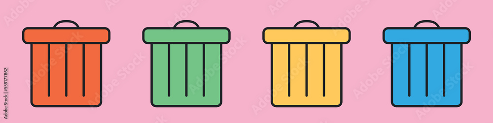 Aufkleber trashcan icons set. pc user interface from the 90s. retro style. old design. vector illustration