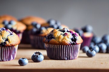 Blueberry Muffins  (Generative AI) - obrazy, fototapety, plakaty