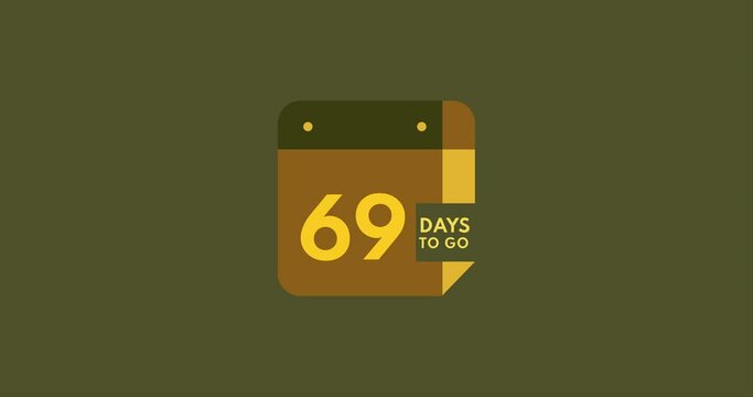 69 days to go calendar icon, 69 days countdown modern animation, Countdown left days