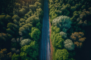 view from above of a railway road. Generative AI