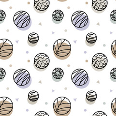 Vector seamless pattern with geometric shapes and colorful patches. For packaging, print, wallpaper, textile, baby design, banner, mocap, scrapbooking