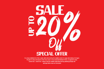 Sale Discount Tag 20% Percent Off Typography Text Red Background advertising marketing sales