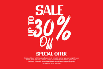 Sale Discount Tag 30% Percent Off Typography Text Red Background advertising marketing sales