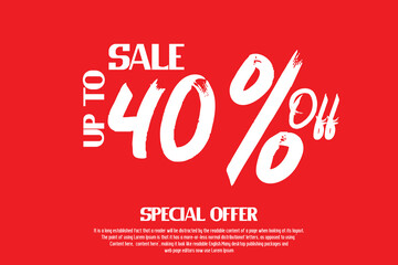 Sale Discount Tag 40% Percent Off Typography Text Red Background advertising marketing sales
