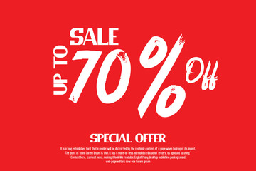 Sale Discount Tag 70% Percent Off Typography Text Red Background advertising marketing sales