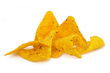 Mexican nachos chips isolated on white background high quality details