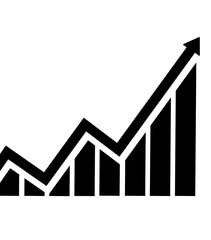 Growth graph of business with arrow going up png icon with transparent background 