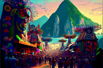 Fototapeta na wymiar Generative AI render of the carnival in Rio
