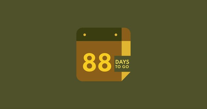88 days to go calendar icon, 88 days countdown modern animation, Countdown left days