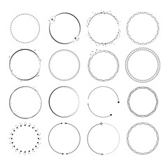 Wreath circle frame set on white background.
