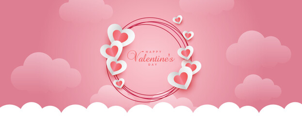 Valentines day lovely frame paper style banner design