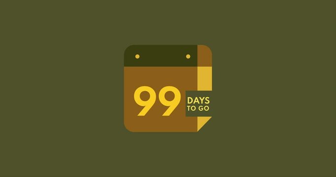 99 days to go calendar icon, 99 days countdown modern animation, Countdown left days