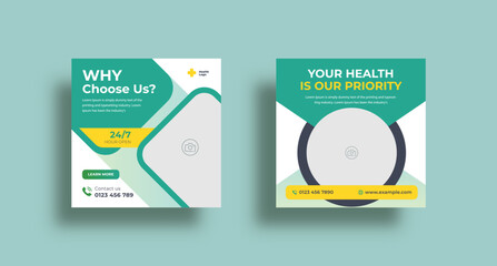 Health Care Social Media Post Layout Set
design template. healthcare flyer Premium Vector