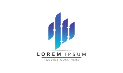 Financial Advisors Logo Design Template Vector Icon, Simple Illustration Logo For Financial Company. Blue Color vertical rounded stripes with arrows on White Background.