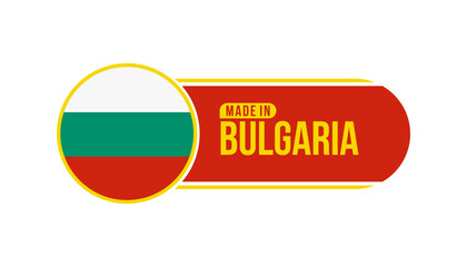 Made in Bulgaria. Product packaging label with Bulgaria flag. Vector illustration